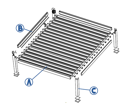 電動百葉涼亭M145型材尺寸
